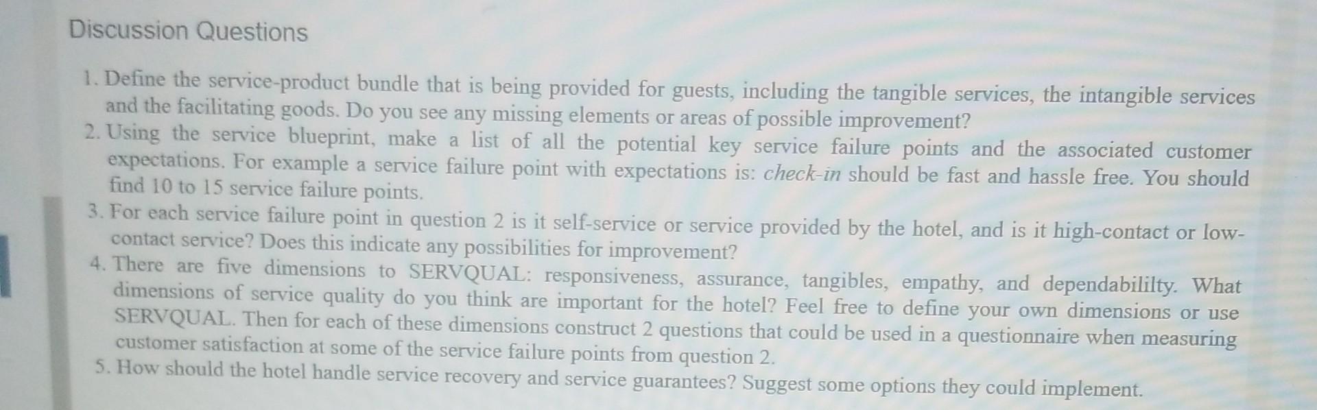  1. Define the service-product bundle that is being provided for guests,