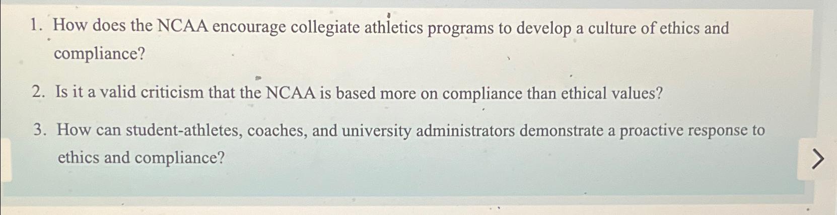 How does the NCAA encourage collegiate athletics programs to develop a