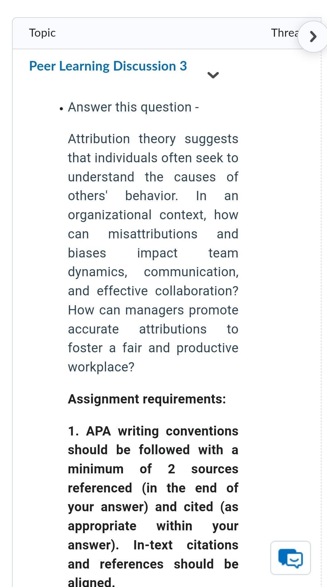  Topic Thr Peer Learning Discussion 3 Answer this question - Attribution