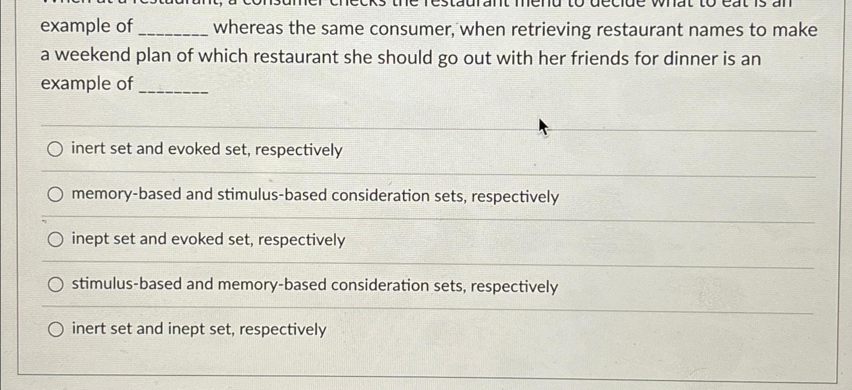  example of whereas the same consumer, when retrieving restaurant names to
