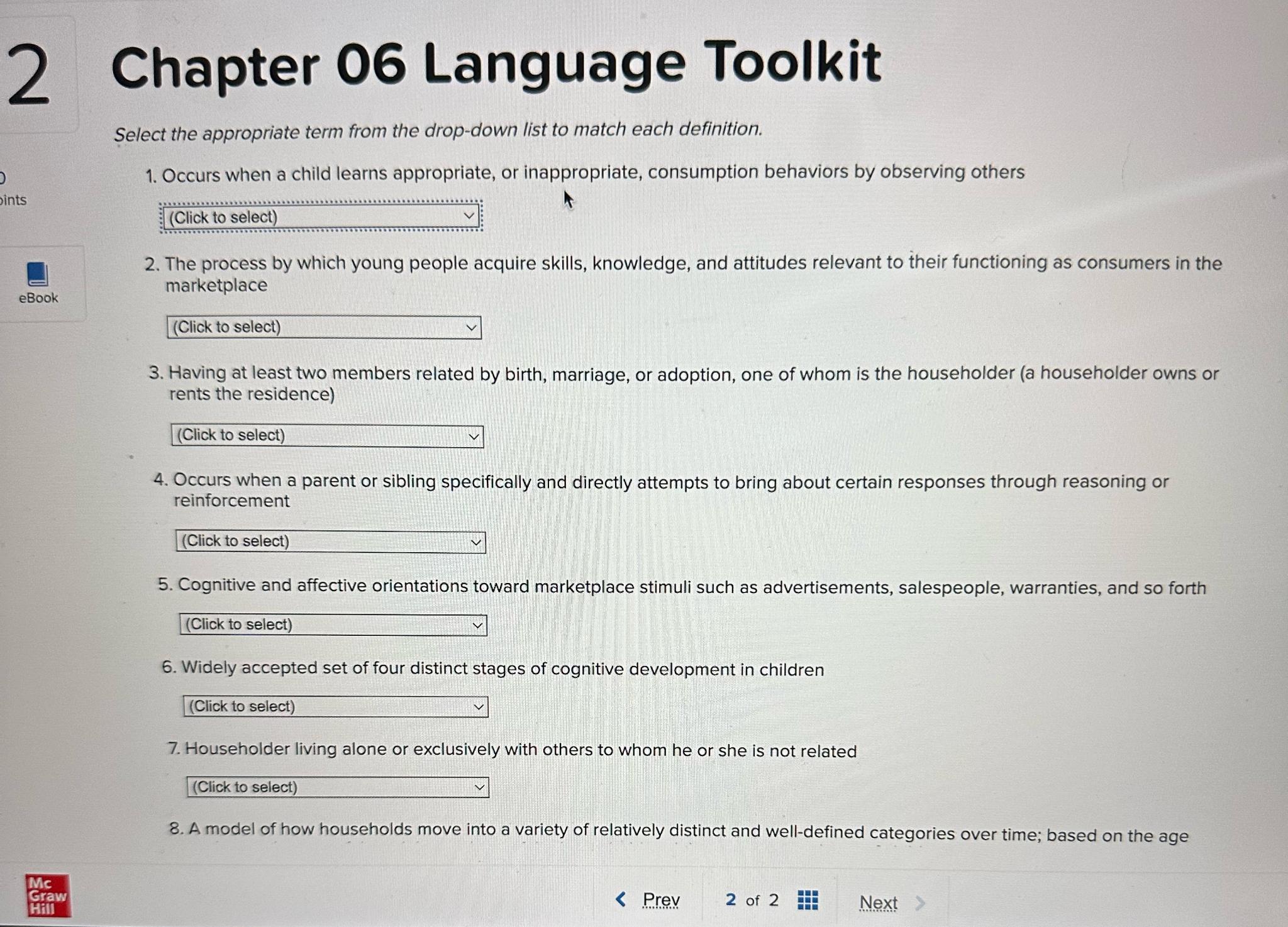  Chapter 06 Language Toolkit Select the appropriate term from the drop-down