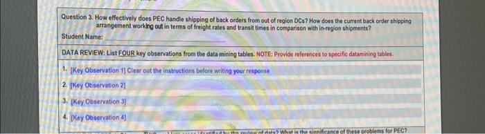  Question 3. How effectively does PEC handle shipping of back orders