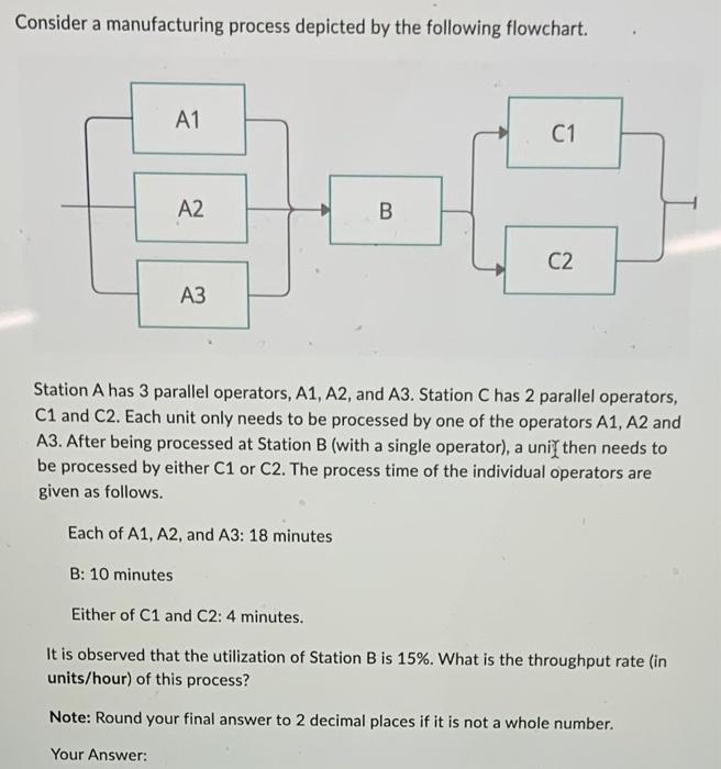  Consider a manufacturing process depicted by the following flowchart. Station A