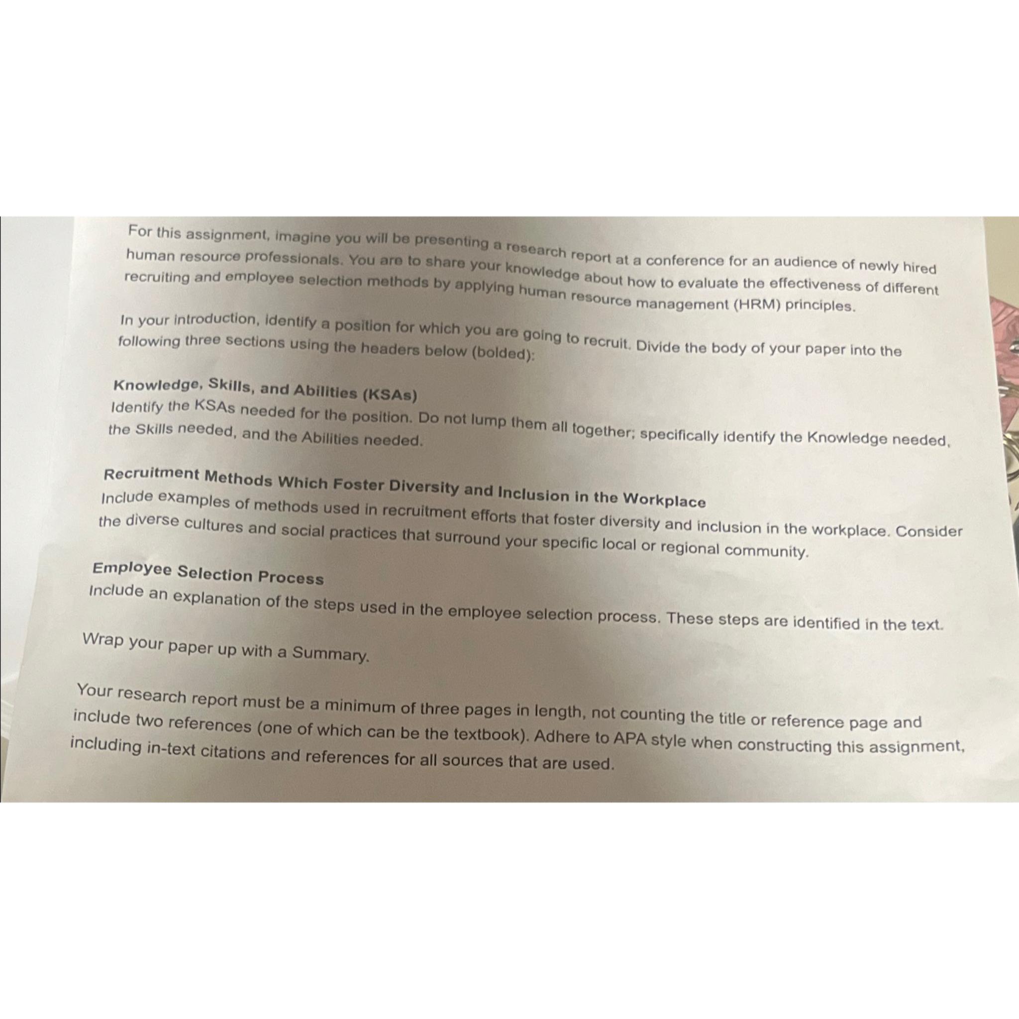  For this assignment, imagine you will be presenting a research report