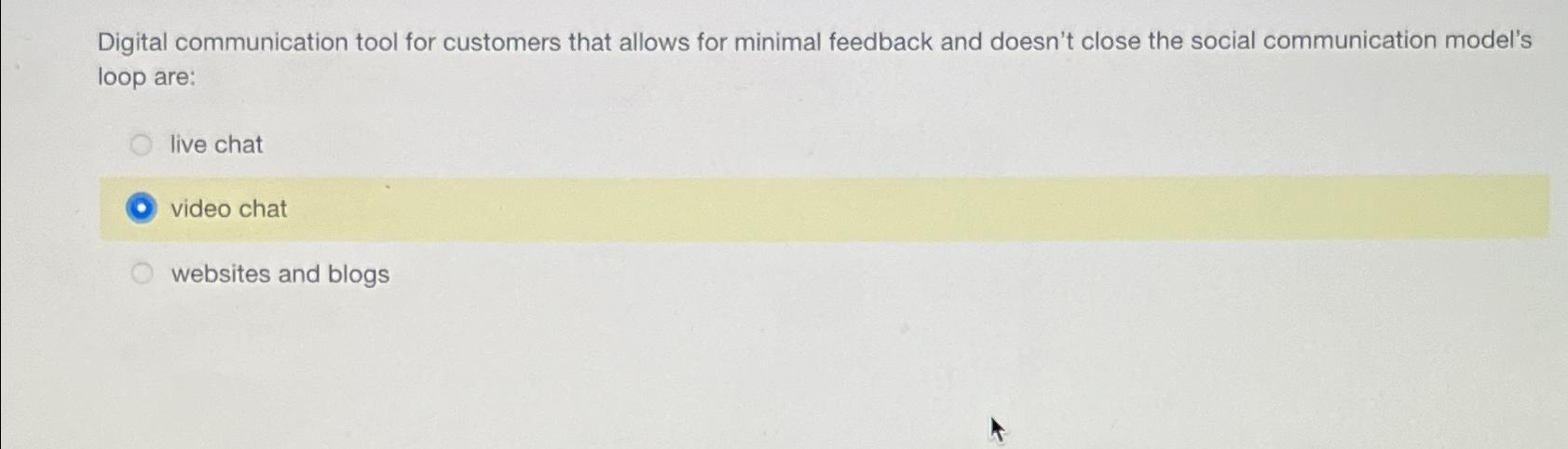  Digital communication tool for customers that allows for minimal feedback and