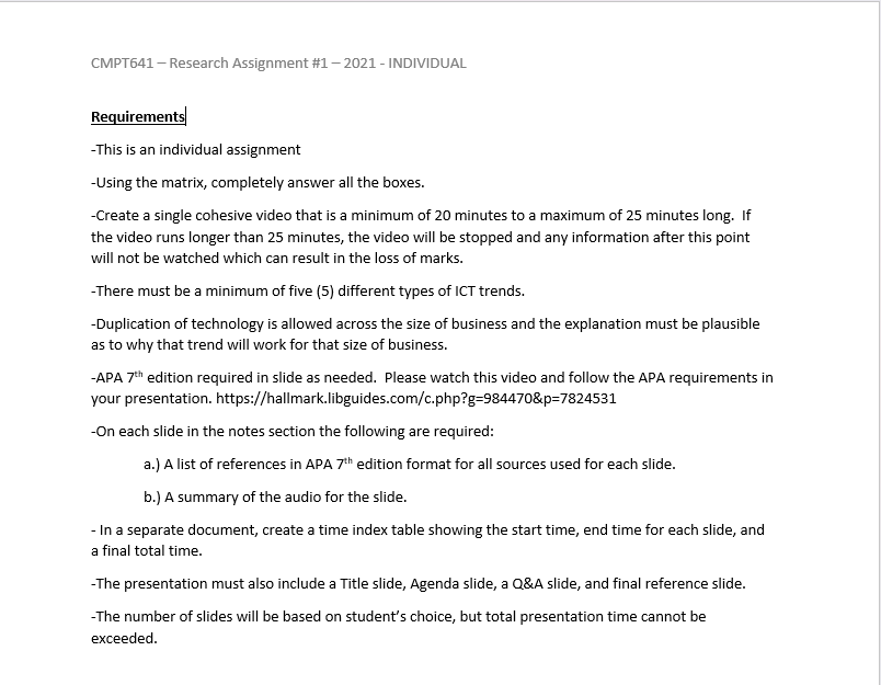 Purpose A student will assess and provide an analysis on current Information