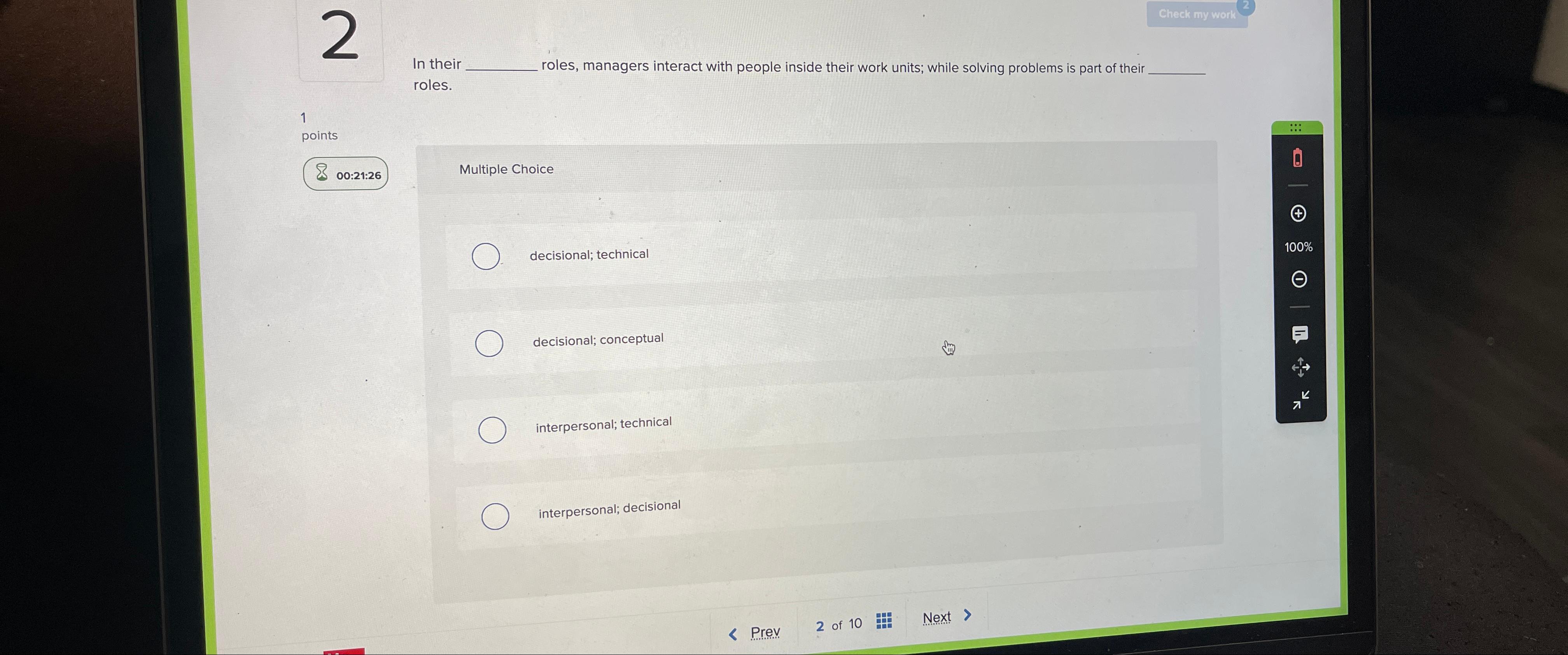  In their roles, managers interact with people inside their work units;