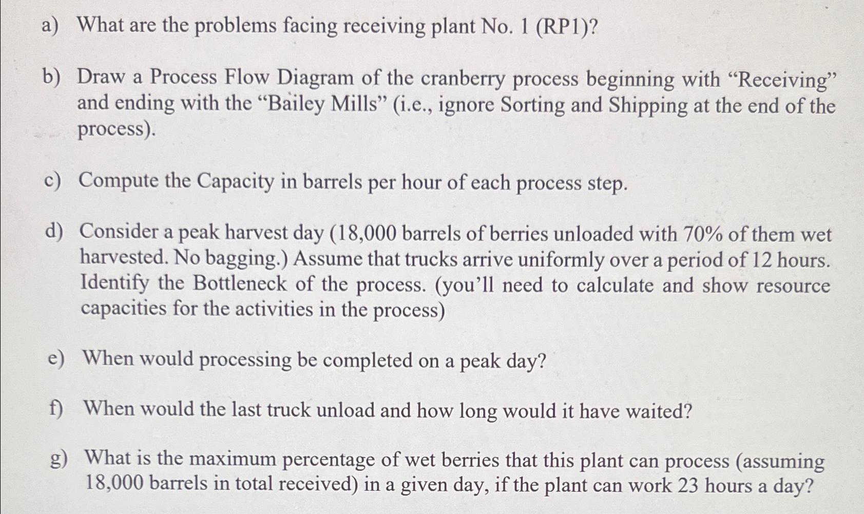  a) What are the problems facing receiving plant No.1(RP1)? b) Draw
