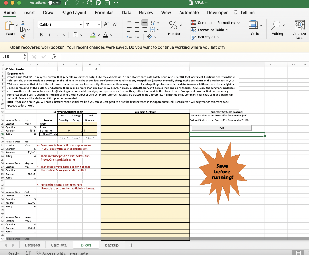 Create a sub ("Bikes"), run by the button, that generates a sentence