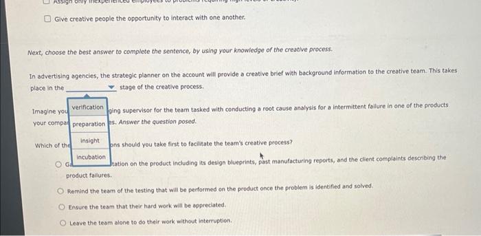 groups. The more people know about what they do, the more creative