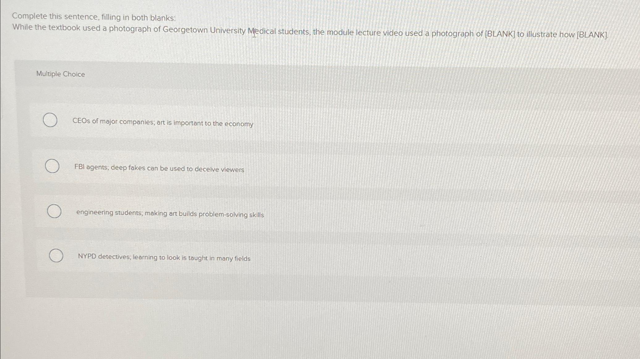 Complete this sentence, filling in both blanks: While the textbook used