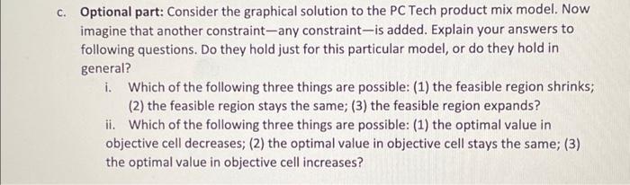  Optional part: Consider the graphical solution to the PC Tech product