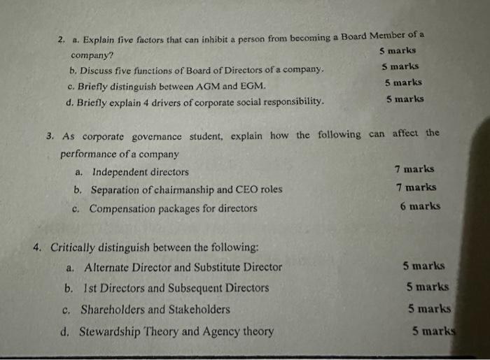  2. a. Explain five factors that can inhibit a person from