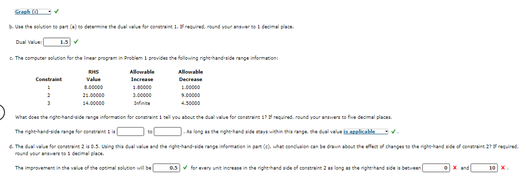  Graph (i) b. Use the solution to part (a) to determine