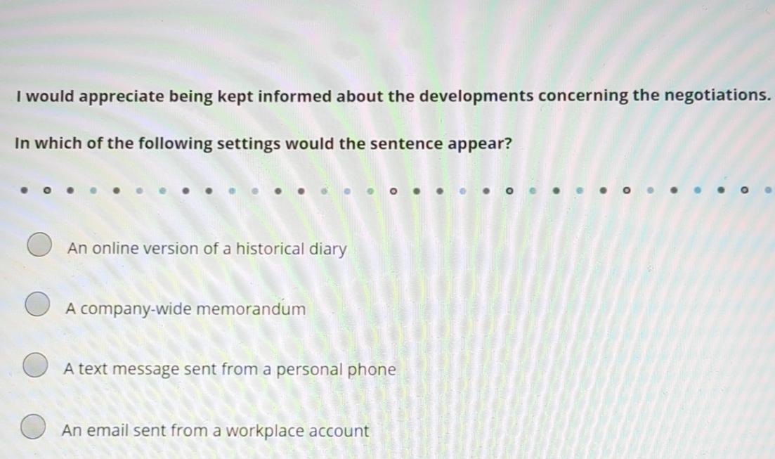  I would appreciate being kept informed about the developments concerning the