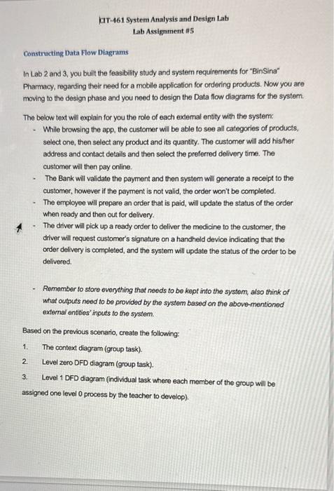help fast pls CaT-461 System Analysis and Design lab Lab Assignment #5