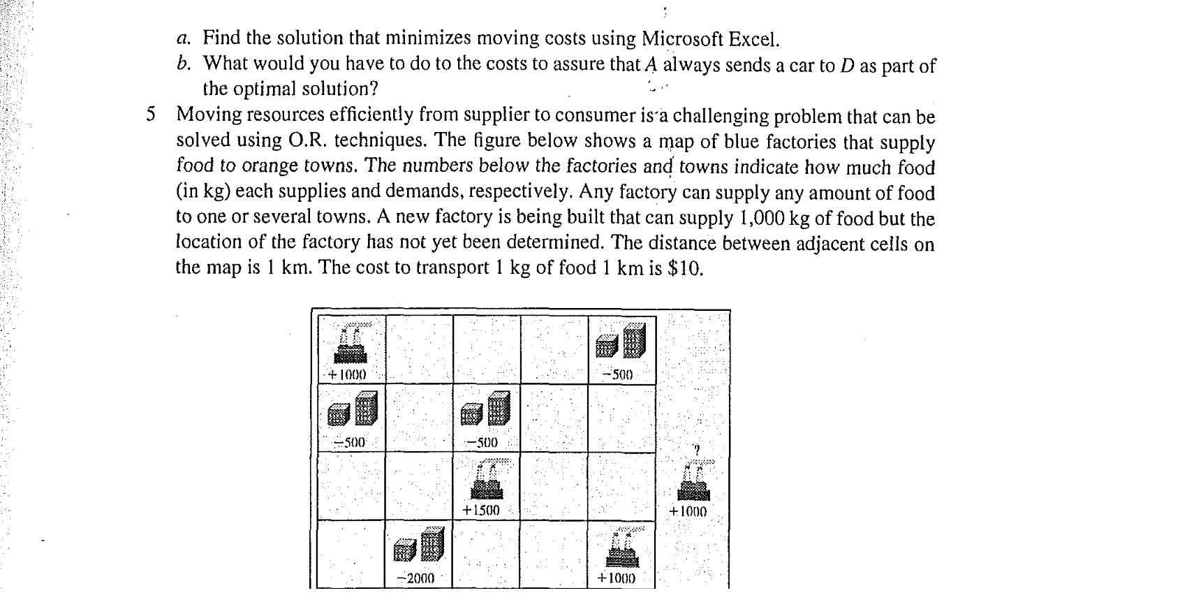 Please solve and show work. a. Find the solution that minimizes moving