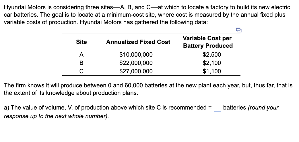 CH8:Q2 b.) What volume indictates site A is optimal? c.) Over what