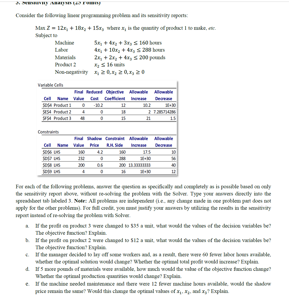 Figure out the sensitivity report and include each steps clearly for the