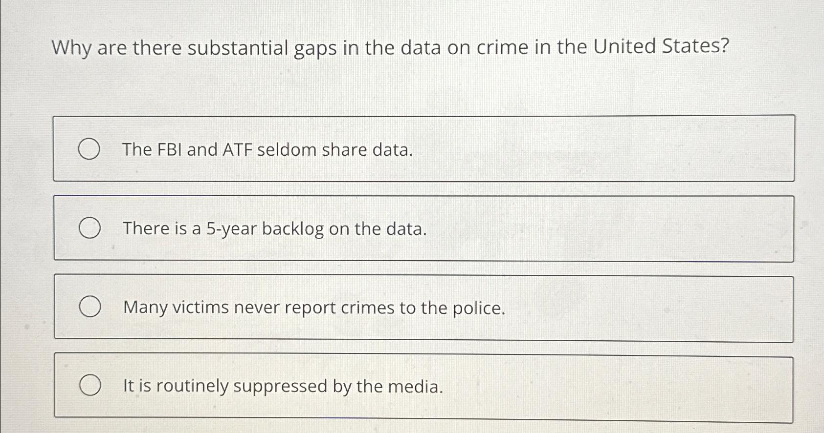  Why are there substantial gaps in the data on crime in