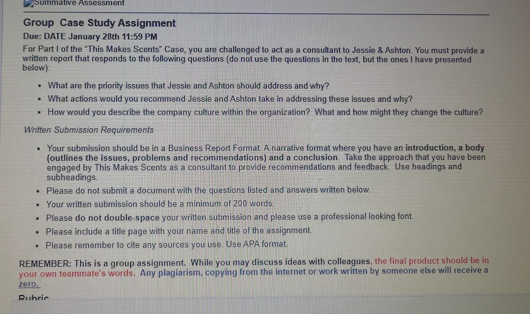  Human Resources Management course please help me Group Case Study Assignment