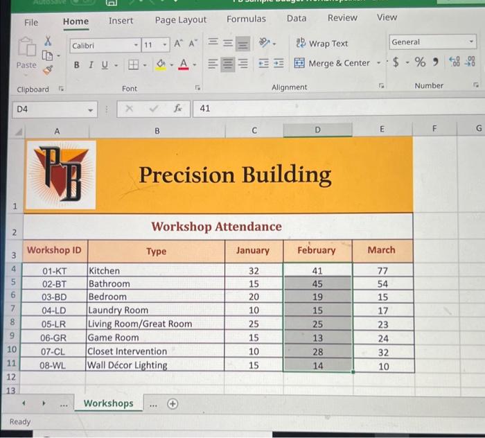 any help! Workshop Attendance Task Instructions Assign the defined name to range
