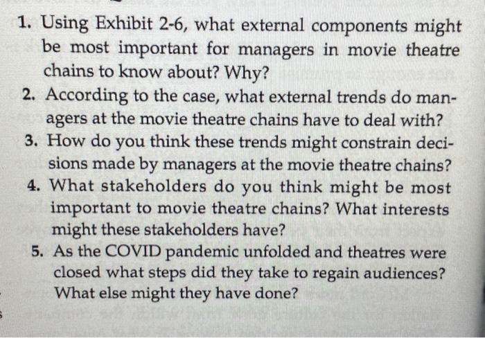  1. Using Exhibit 2-6, what external components might be most important