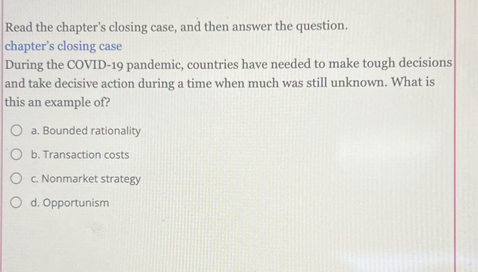  Read the chapter's closing case, and then answer the question. chapter's