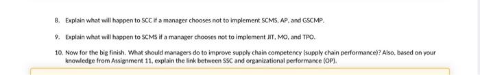 help 8. Explain what will happen to SCC if a manager chooses