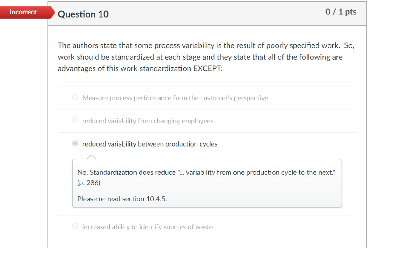  Question 10 The authors state that some process variability is the