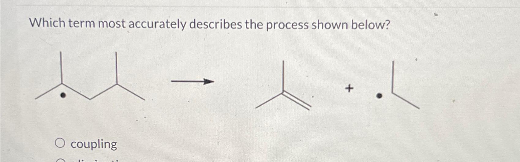  Which term most accurately describes the process shown below? coupling 