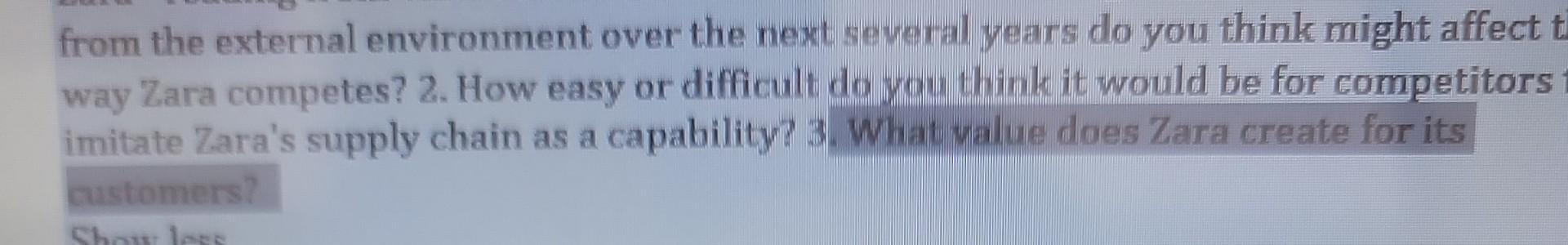 what value does zara create for its customers from the external environment