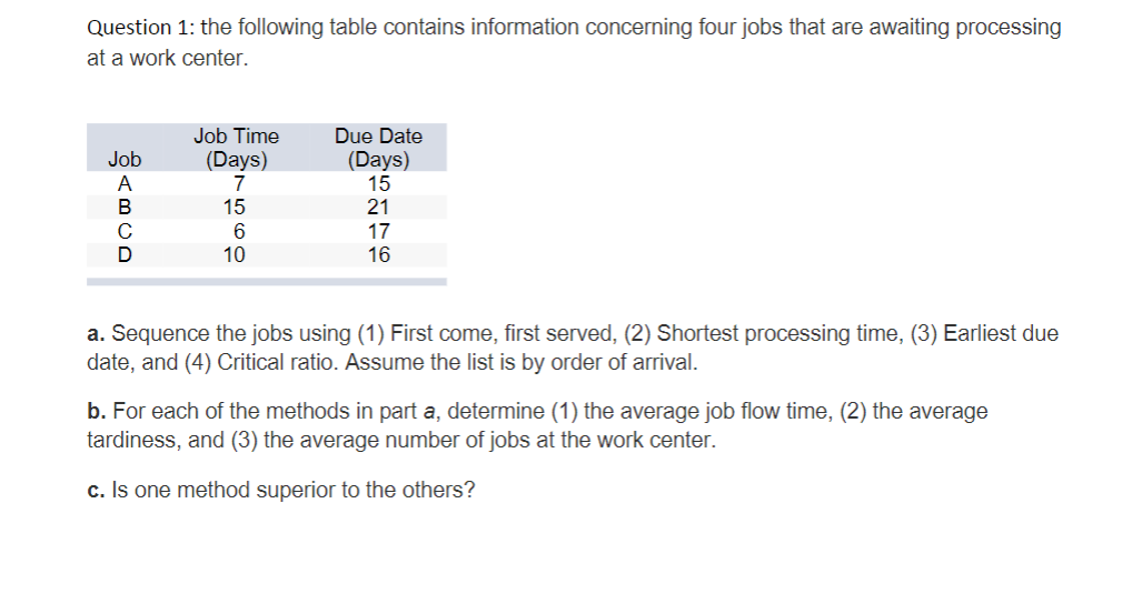Make sure to show steps please. Question 1: the following table contains