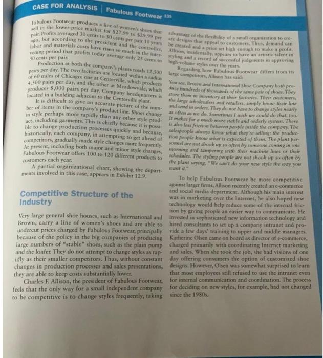 the case "Fabulous Footwear", found on pp. 515519 in your text, using