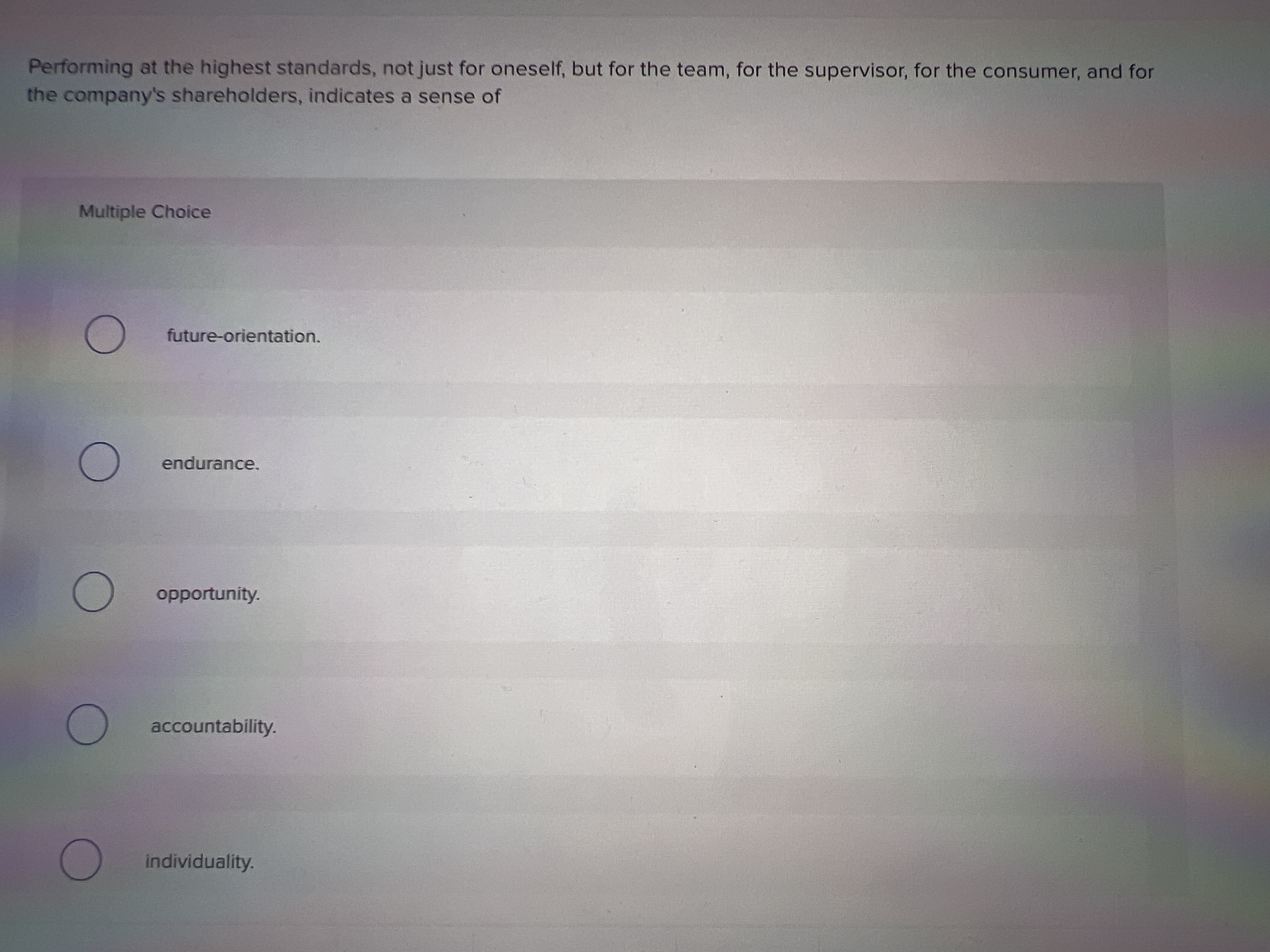  Performing at the highest standards, not just for oneself, but for