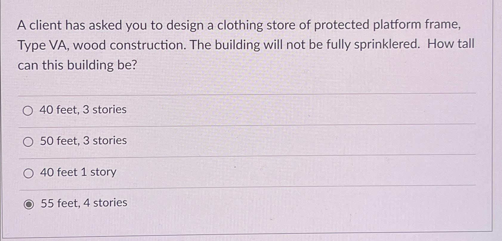  A client has asked you to design a clothing store of