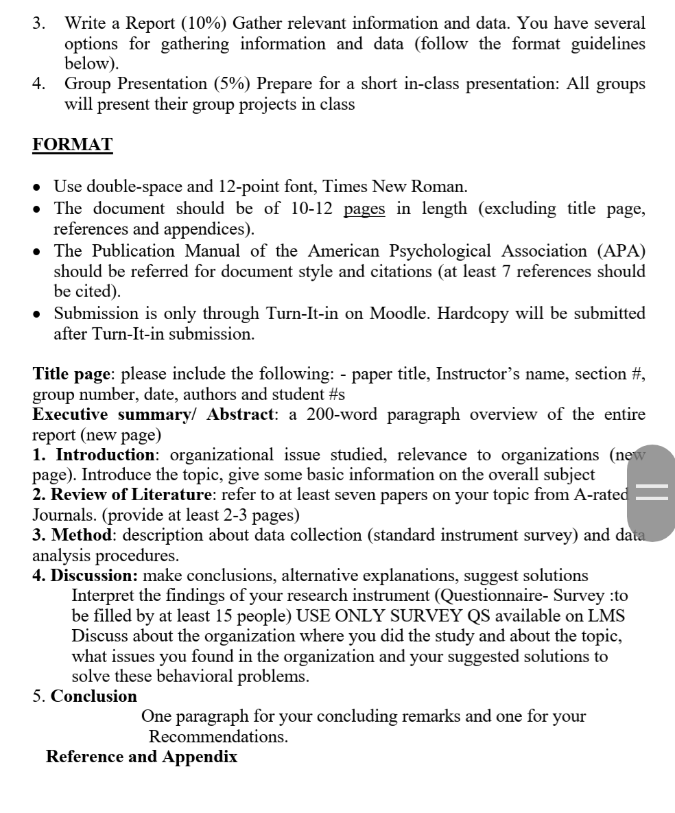 Literature The purpose of this group project is to improve student's ability