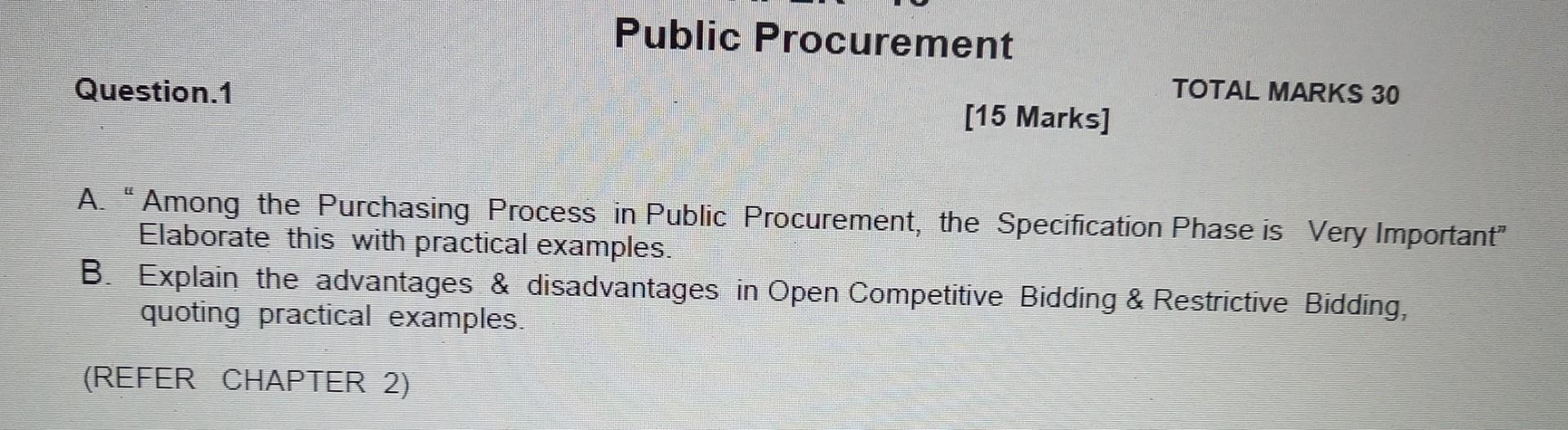  A. "Among the Purchasing Process in Public Procurement, the Specification Phase