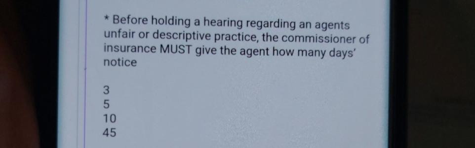  Before holding a hearing regarding an agents unfair or descriptive practice,