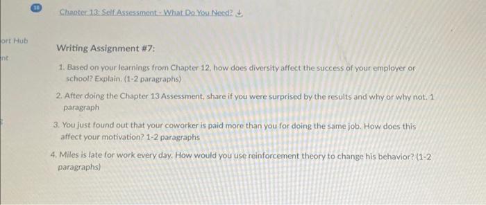 Writing Assignment \#7: 1. Based on your learnings from Chapter 12,