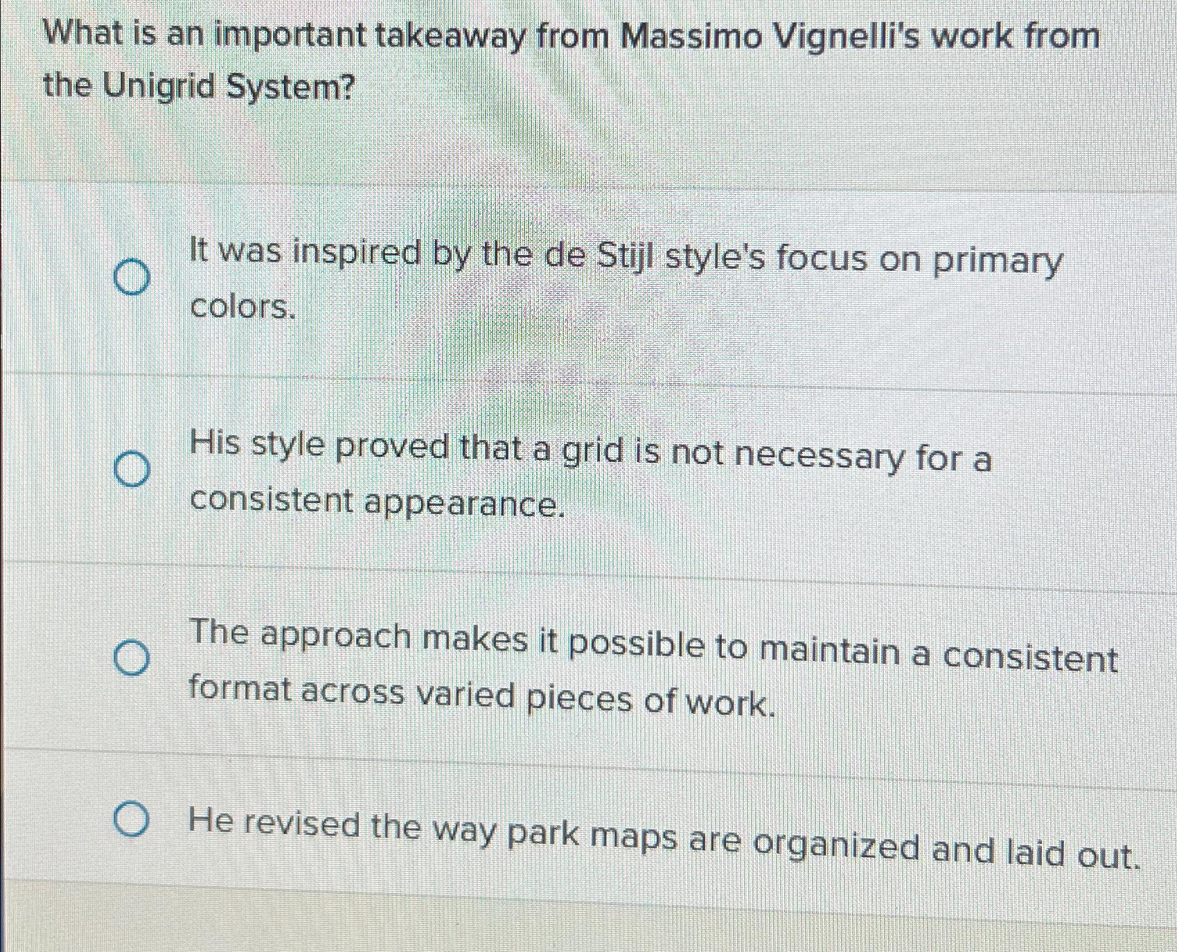  What is an important takeaway from Massimo Vignelli's work from the