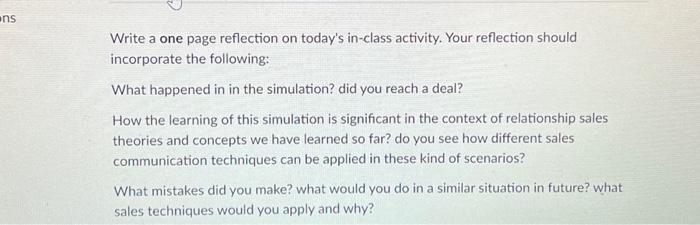 should incorporate the following: What happened in in the simulation? did you