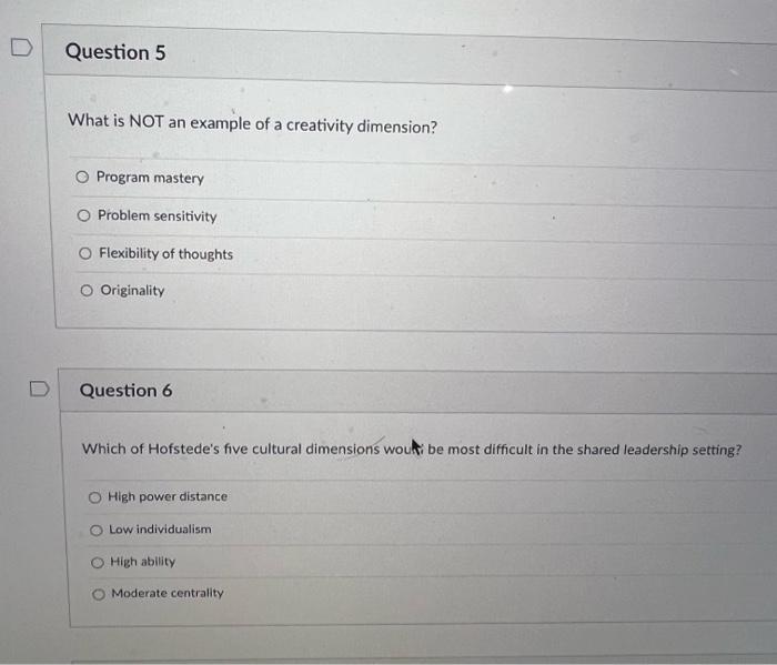  What is NOT an example of a creativity dimension? Program mastery