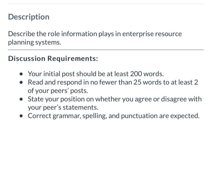 Please add reference Discussion Requirements: - Your initial post should be at