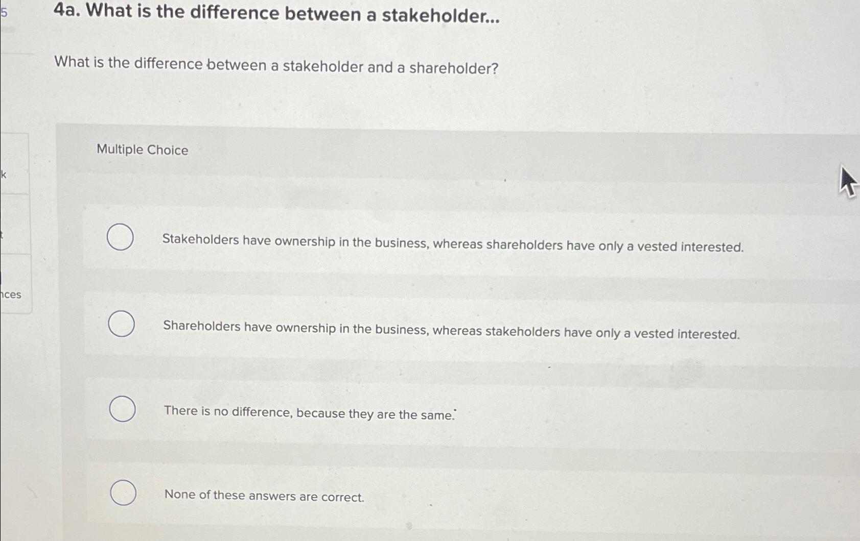  4a. What is the difference between a stakeholder... What is the