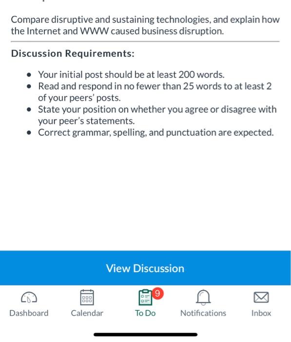 please add reference Compare disruptive and sustaining technologies, and explain how the