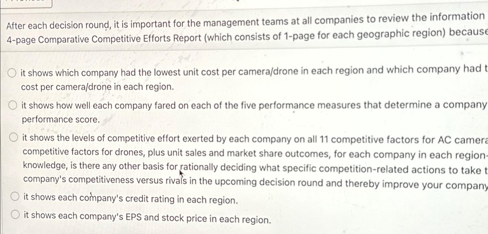  After each decision round, it is important for the management teams