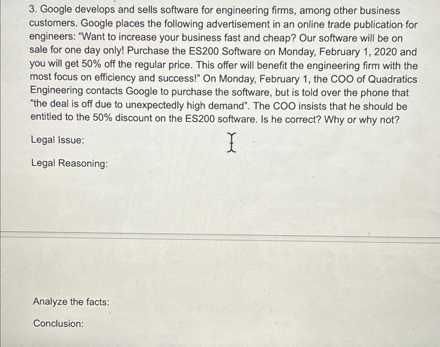  Google develops and sells software for engineering firms, among other business