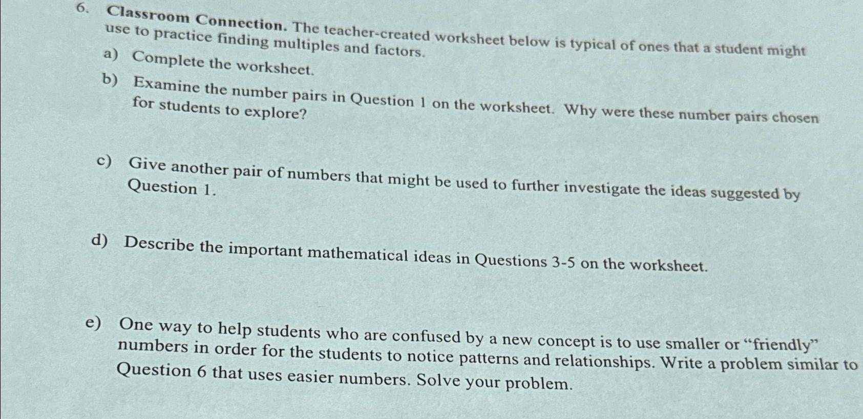  Classroom Connection. The teacher-created worksheet below is typical of ones that