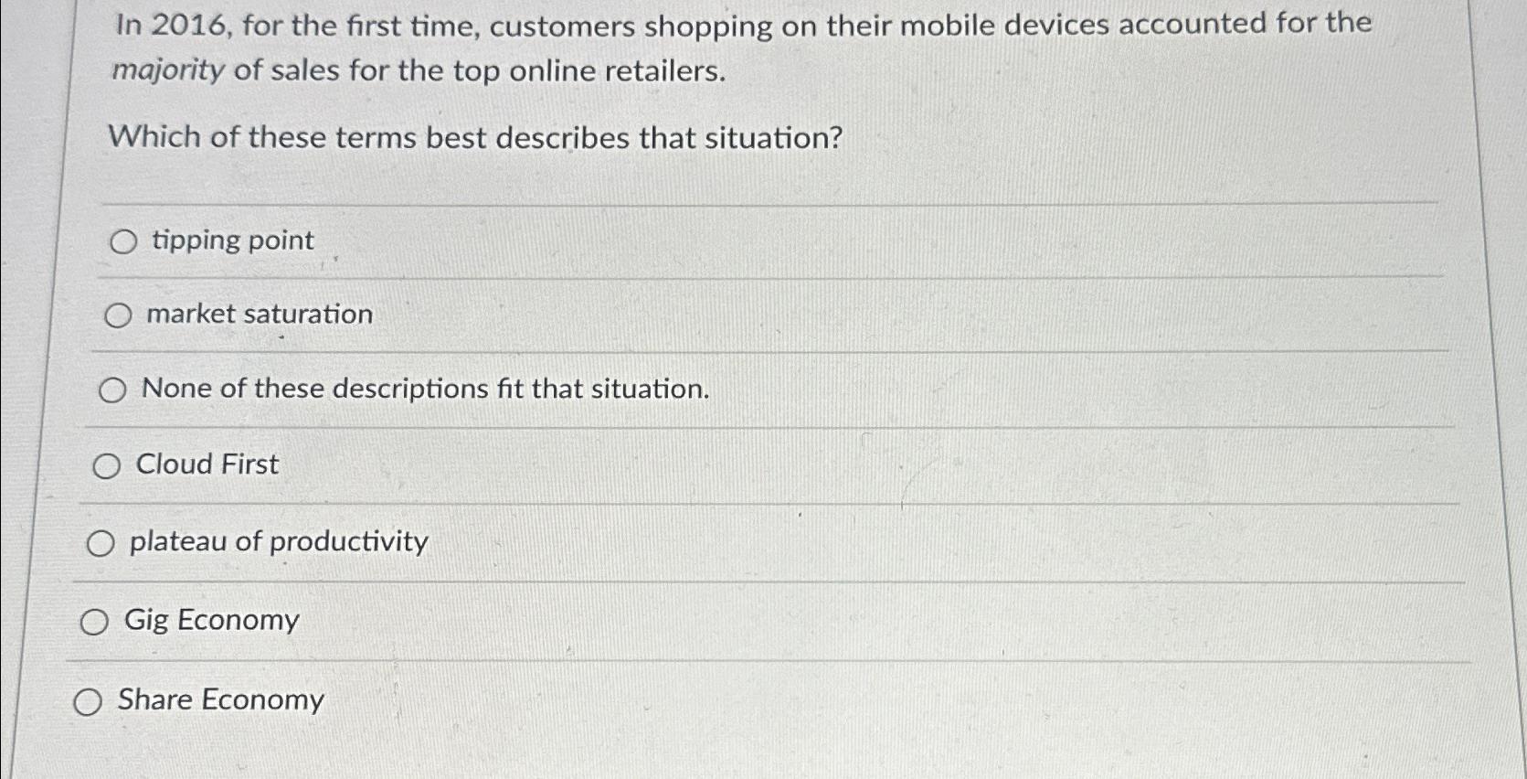  In 2016, for the first time, customers shopping on their mobile